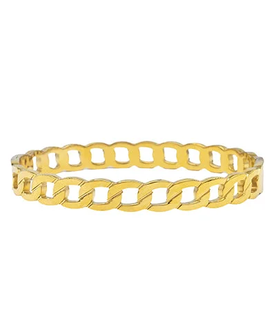 Best bangle bracelets for stacking with delicate and thin designs for layering-Linked Bold Chain Bangle Bracelet - Gold