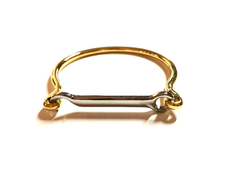 Best bangle bracelets with smooth sterling silver for a polished, refined finish-LUSITANO STIRRUP BANGLE - GOLD  / SILVER | Equestrian Jewelry - AtelierCG™