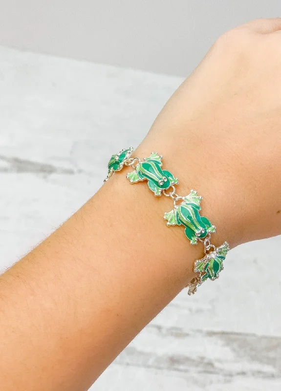 Best bangle bracelets with cubic zirconia inlays for affordable elegance and sparkle-Magnetic Enamel Bracelet - Frog