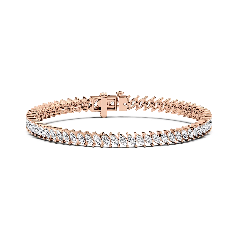 Vintage-inspired bangle bracelets with antique finishes for a retro, nostalgic style-Marquise Vine Tennis Bracelet