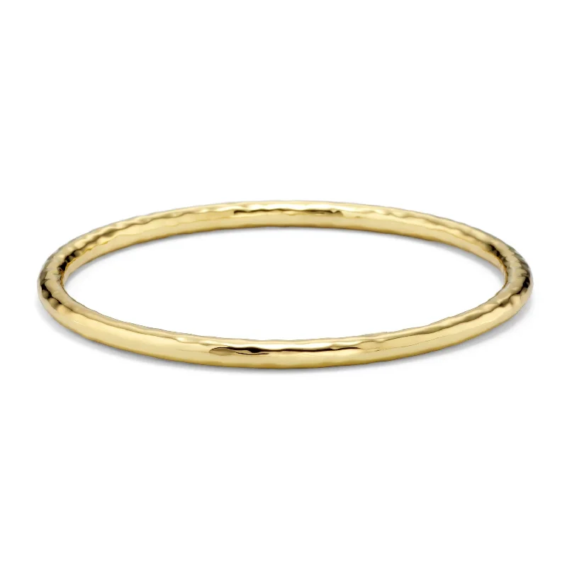 Best bangle bracelets with hammered gold finishes for a textured, rustic feel-Medium Hammered Bangle in 18K Gold