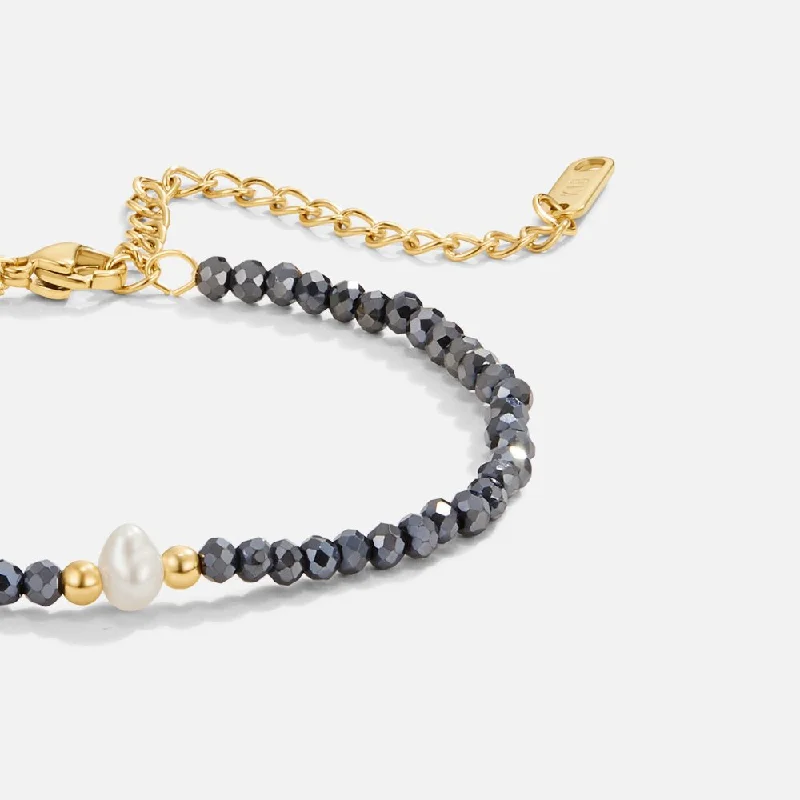 Stylish bangle bracelets with gemstone accents for a chic and modern look-Midnight Pearl Bracelet