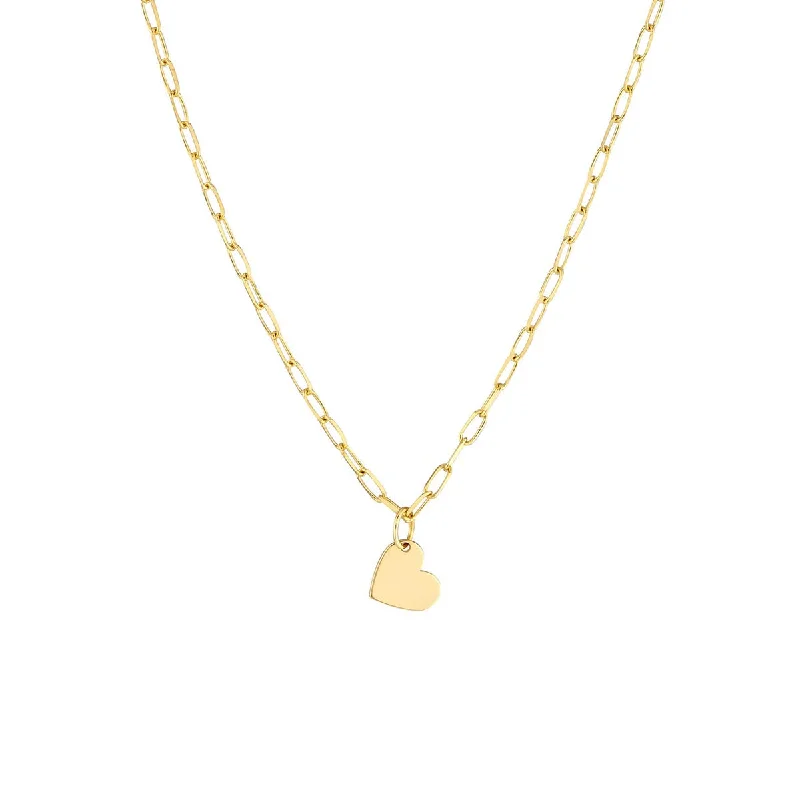 Best necklaces and pendants with seashell designs for a tropical, beachy vibe-Mini Heart Paperclip Necklace in 14kt Yellow Gold