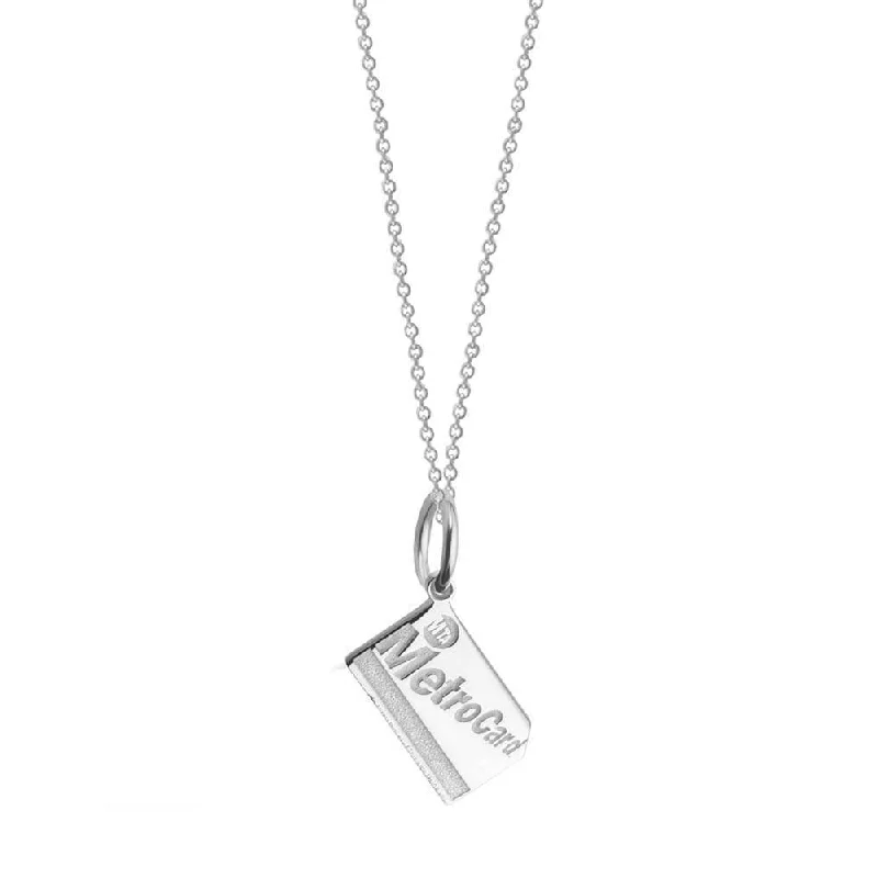 Necklaces and pendants with star-shaped designs for a whimsical, celestial touch-Silver Mini MetroCard Charm Necklace