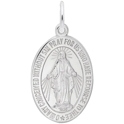 Unique necklaces and pendants with gemstones for a colorful and vibrant statement-Miraculous Medal Charm in Sterling Silver