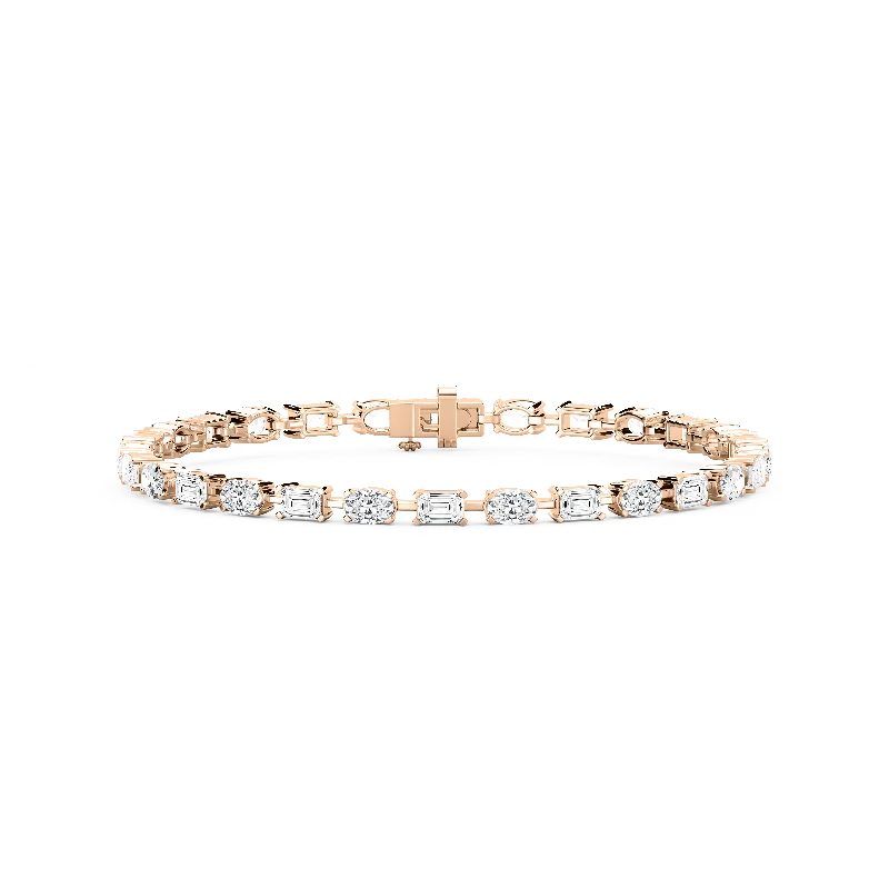 Customizable bangle bracelets with initials for a personalized, meaningful gift-Emerald and Oval Lab Grown Diamond Tennis Bracelet