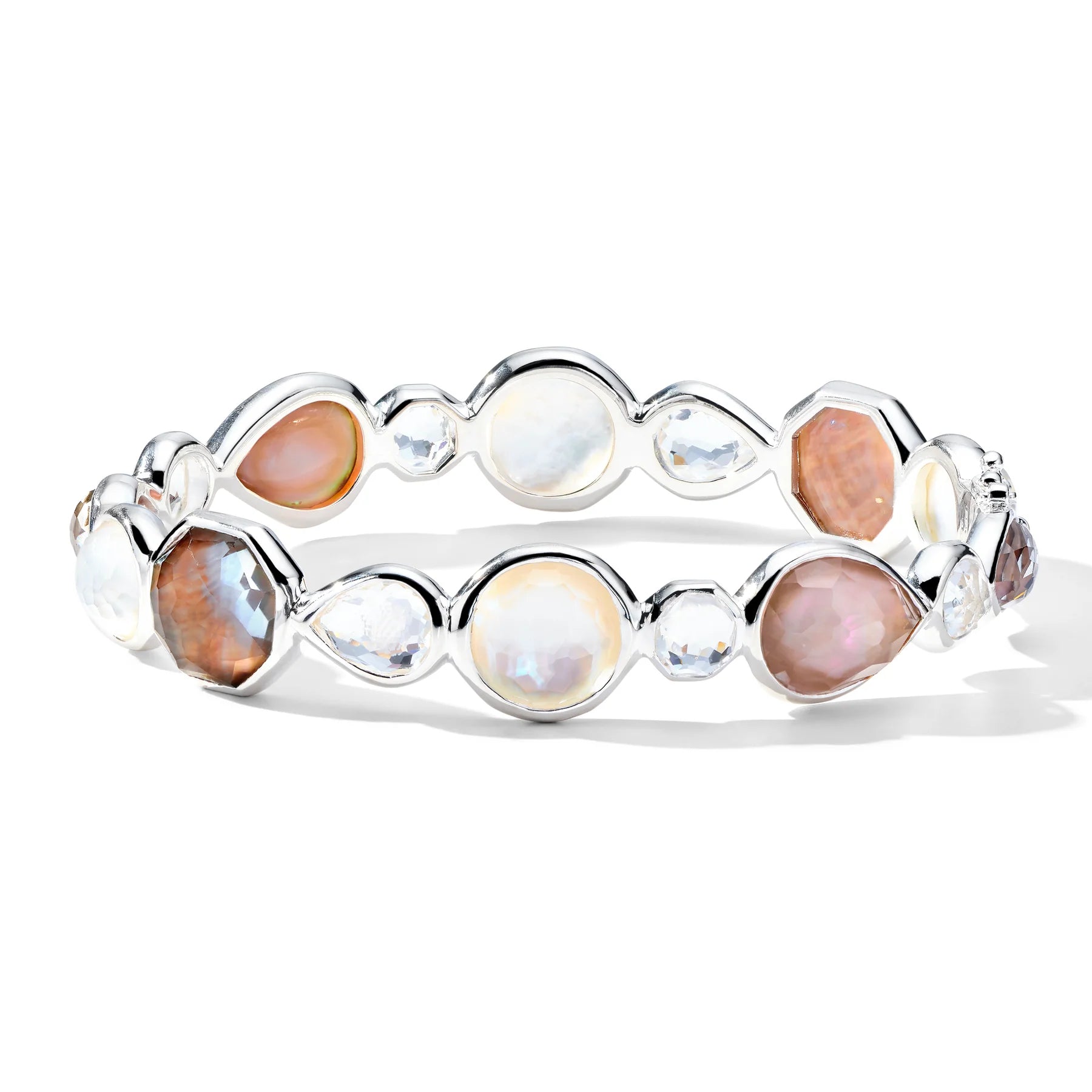 Best bangle bracelets with gold-filled material for an affordable luxury option-Multi-Stone Hinged Bangle Bracelet in Sterling Silver