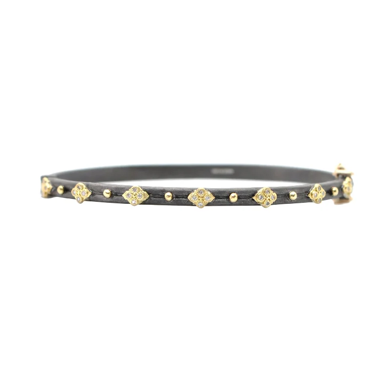 Best bangle bracelets with stacked designs for a trendy and fashionable look-Oval Hinged Huggie Diamond Bracelet with Crivelli Detail