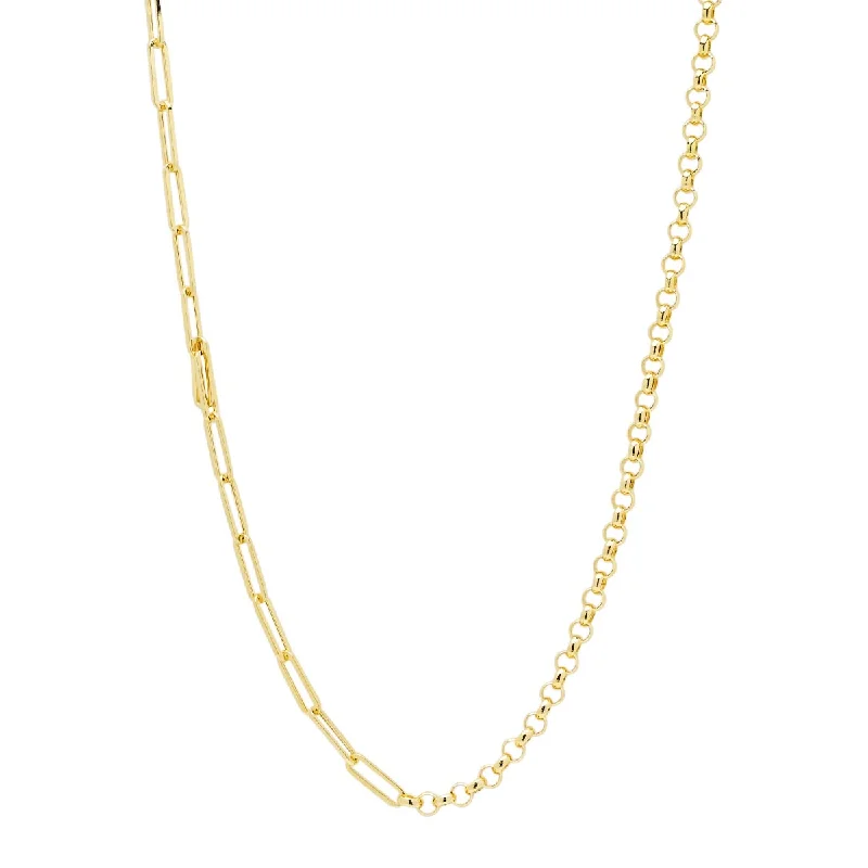 Necklaces and pendants with leaf-shaped designs for an earthy, organic feel-Paperclip and Link Chain Necklace in 14kt Yellow Gold