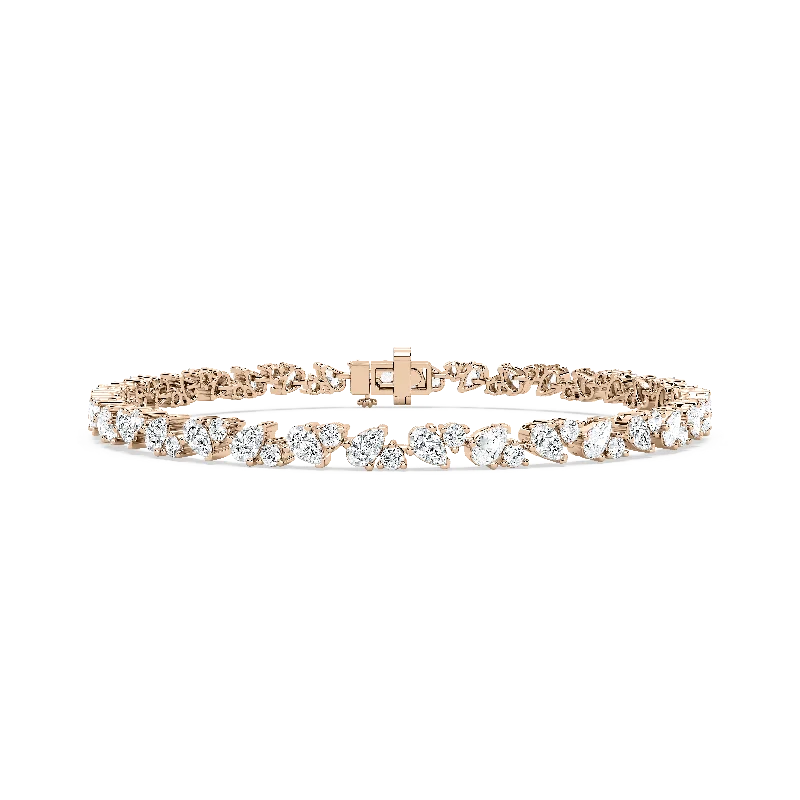 Best bangle bracelets with intricate filigree work for an artisanal, vintage vibe-Pear and Round Diamond Tennis Bracelet