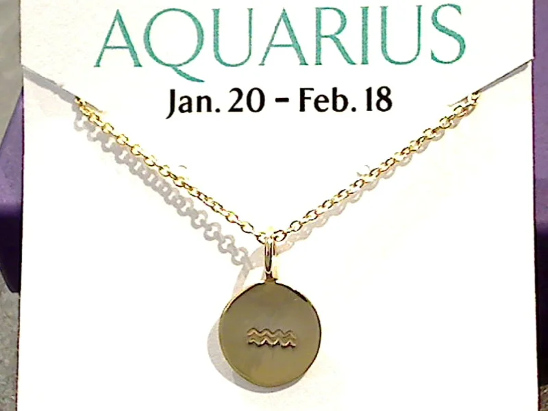 Trendy necklaces and pendants with geometric shapes for a modern aesthetic-16" - 18" Gold Plated Sterling Aquarius Zodiac Necklace