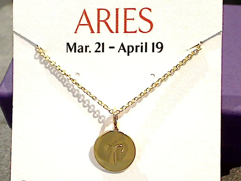 Necklaces and pendants with engraved messages for a deeply personal, sentimental gift-16" - 18" Gold Plated Sterling Aries Zodiac Necklace