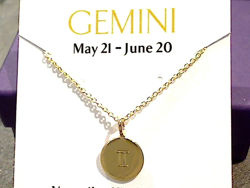 Beautiful necklaces and pendants with diamond halo settings for extra brilliance-16" - 18" Gold Plated Sterling Gemini Zodiac Necklace