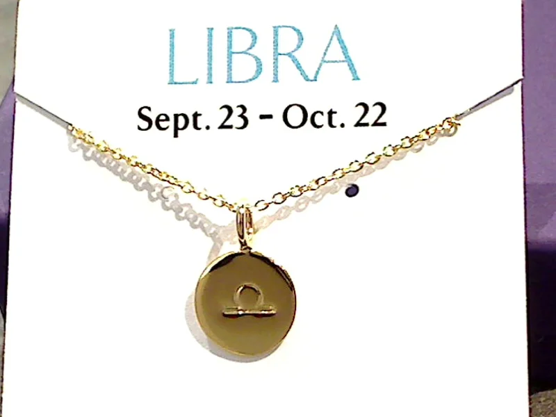 Stunning necklaces and pendants with jade gemstones for a calming green hue-16" - 18" Gold Plated Sterling Libra Zodiac Necklace