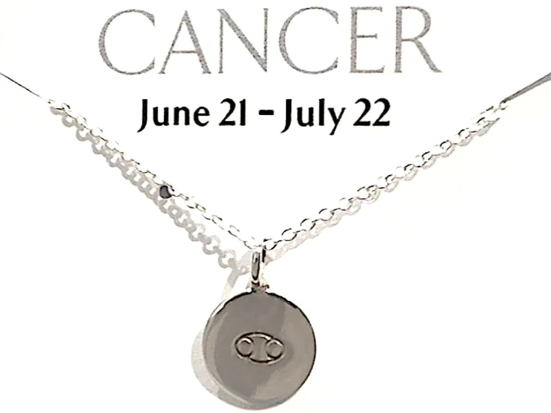 Necklaces and pendants with engraved messages for a deeply personal, sentimental gift-16" - 18" Sterling Silver Cancer Zodiac Necklace