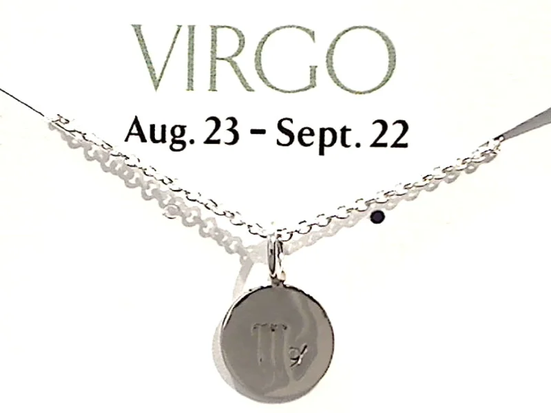 Beautiful necklaces and pendants with moon and star charms for a dreamy effect-16" - 18" Sterling Silver Virgo Zodiac Necklace