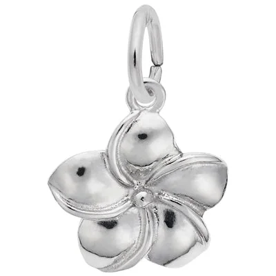 Necklaces and pendants with feather designs for a boho-chic, carefree vibe-Plumeria Flower Charm in Sterling Silver