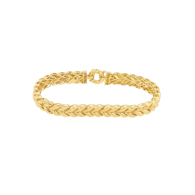 Bangle bracelets with gold and silver mixed metals for a stylish and versatile accessory-Polished Wheat Link Bracelet