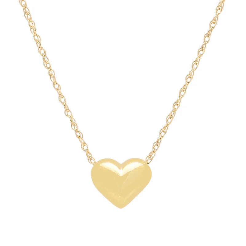 Necklaces and pendants with infinity love symbols for an eternal, romantic gesture-Puffed Heart Necklace in 14kt Yellow Gold