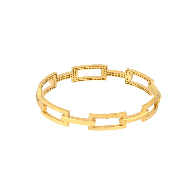 Bangle bracelets with gold and silver mixed metals for a stylish and versatile accessory-Rectangular Polished Link Bangle Bracelet