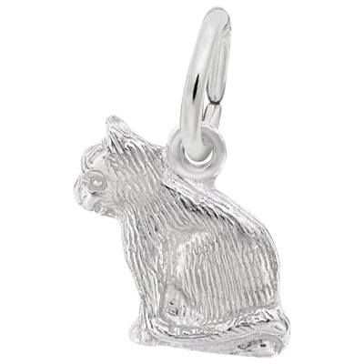 Necklaces and pendants with leaf-shaped designs for an earthy, organic feel-Rembrandt Cat Charm in Sterling Silver