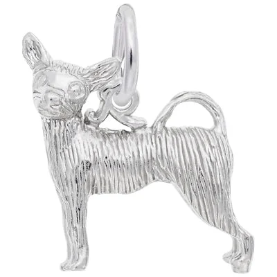 Best necklaces and pendants with statement designs for a fashionable accessory-Rembrandt Chihuahua Charm in Sterling Silver