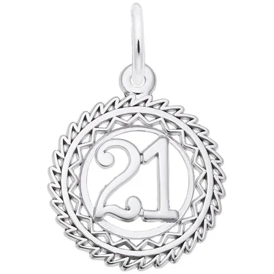 Stunning necklaces and pendants with ruby and diamond combinations for a luxurious effect-Rembrandt Circle Number 21 Charm in Sterling Silver