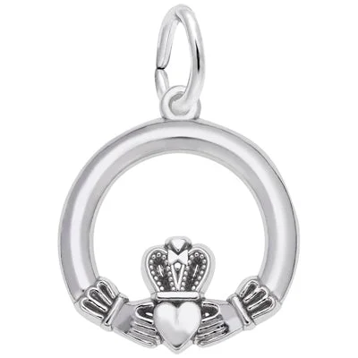 Necklaces and pendants with custom designs for a completely unique jewelry piece-Rembrandt Claddagh Charm in Sterling Silver