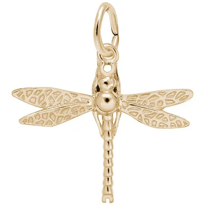 Stunning necklaces and pendants with sapphire gemstones for a luxurious blue hue-Rembrandt Dragonfly Charm in 10kt Yellow Gold