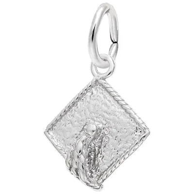 Best necklaces and pendants with gemstone clusters for a bold and colorful effect-Rembrandt Graduation Cap Charm in Sterling Silver