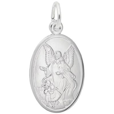 Elegant necklaces and pendants with gold chains for a chic, timeless appearance-Rembrandt Guardian Angel Charm in Sterling Silver