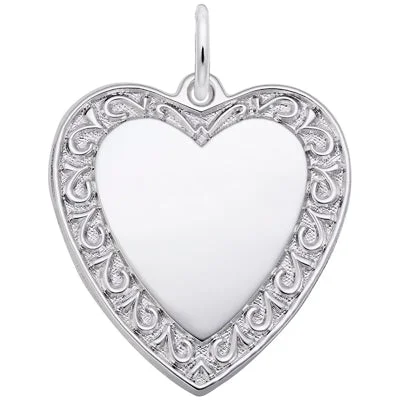 Best necklaces and pendants with zodiac signs for a celestial, astrology-inspired vibe-Rembrandt Heart with Fancy Border Charm in Sterling Silver