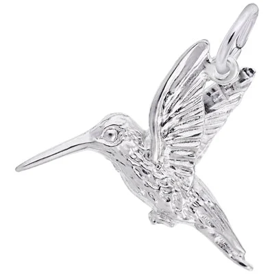 Necklaces and pendants with celestial starburst designs for a radiant look-Rembrandt Hummingbird Charm in Sterling Silver