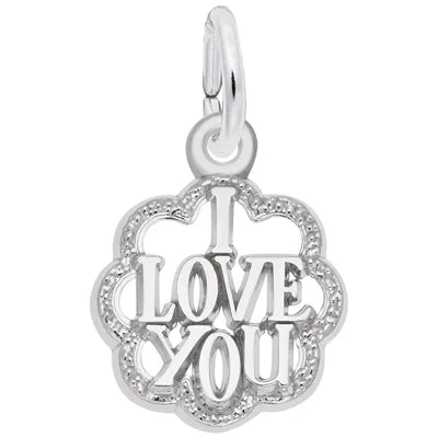 Beautiful necklaces and pendants with diamond-encrusted designs for maximum sparkle-Rembrandt I Love You Charm in Sterling Silver