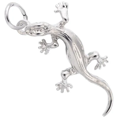 Best necklaces and pendants with oval pendants for a classic, elegant shape-Rembrandt Lizard Charm in Sterling Silver