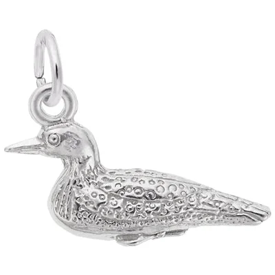 Necklaces and pendants with custom engravings for a personal, meaningful gift-Rembrandt Loon Charm in Sterling Silver