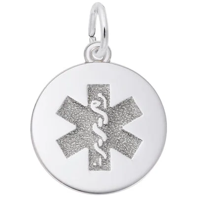 Unique necklaces and pendants with vintage-inspired designs for timeless appeal-Rembrandt Medic Alert Charm in Sterling Silver