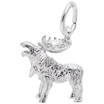 Best necklaces and pendants with matching rings for a coordinated jewelry set-Rembrandt Moose Charm in Sterling Silver