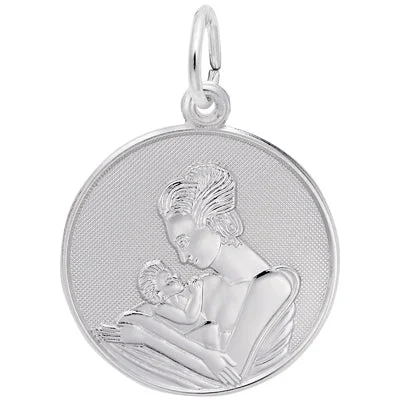 Necklaces and pendants with lotus flower designs for a spiritual, peaceful vibe-Rembrandt Mother and Baby Charm in Sterling Silver