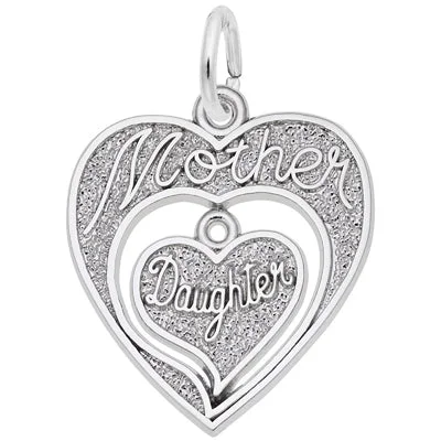 Best necklaces and pendants with oval pendants for a classic, elegant shape-Rembrandt Mother Daughter Charm in Sterling Silver