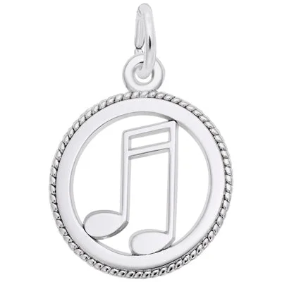 Fashionable necklaces and pendants with birthstones for a personalized gift idea-Rembrandt Music Note with Circle in Sterling Silver