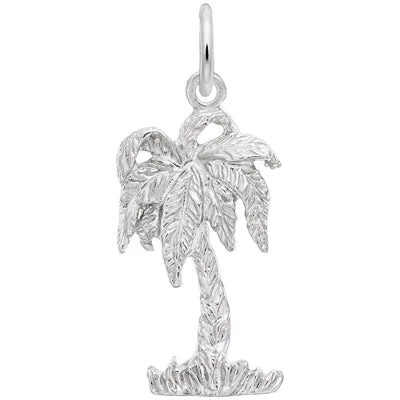 Beautiful necklaces and pendants with diamond halo settings for extra brilliance-Rembrandt Palm Tree Charm in Sterling Silver