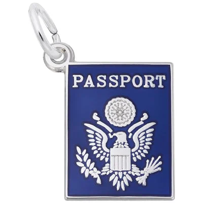 Best necklaces and pendants with art deco elements for a vintage, glamorous design-Rembrandt Passport Charm in Sterling Silver