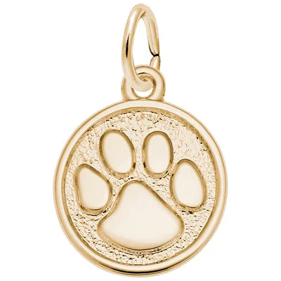 Personalized necklaces and pendants with initials for a customized and meaningful gift-Rembrandt Paw Print Charm in 10kt Yellow Gold