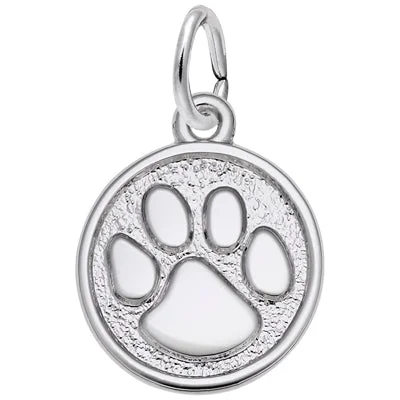 Necklaces and pendants with lock and key designs for a symbolic gesture-Rembrandt Paw Print Charm in Sterling Silver