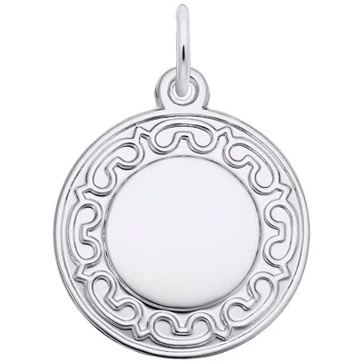 Best necklaces and pendants with rose gold for a warm and romantic appeal-Rembrandt Round Engraveable Disc Charm in Sterling Silver