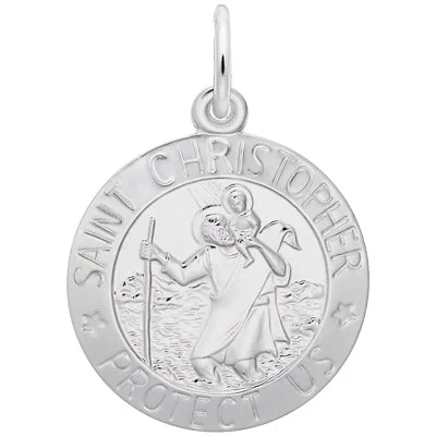 Best necklaces and pendants with sterling silver for an affordable yet stylish choice-Rembrandt Saint Christopher Charm in Sterling Silver