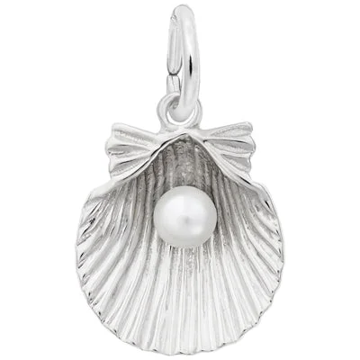 Best necklaces and pendants with emerald gemstones for a rich, sophisticated design-Rembrandt Shell with Pearl Charm in Sterling Silver