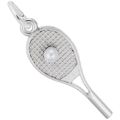 Necklaces and pendants with abstract shapes for a modern, creative appearance-Rembrandt Tennis Racket Charm in Sterling Silver