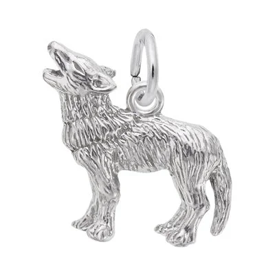 Stunning necklaces and pendants with jade gemstones for a calming green hue-Rembrandt Wolf Charm in Sterling Silver